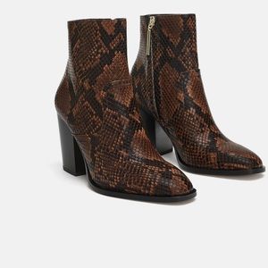 Zara Brown Animal Print Boots